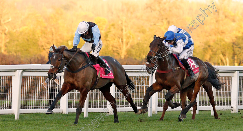 Sir-Valentino-0001 
 SIR VALENTINO (J J Burke) beats CEPAGE (right) in The Shawbrook Handicap Chase Ascot 25 Nov 2017 - Pic Steven Cargill / Racingfotos.com