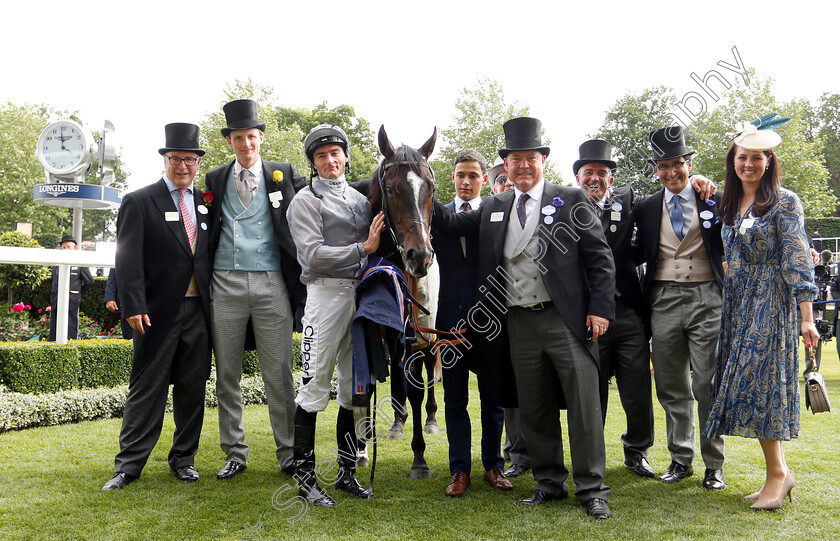 Soldier s-Call-0010 
 SOLDIER'S CALL (Daniel Tudhope) with Archie Watson and owners Clipper Logistics after The Windsor Castle Stakes
Royal Ascot 23 Jun 2018 - Pic Steven Cargill / Racingfotos.com