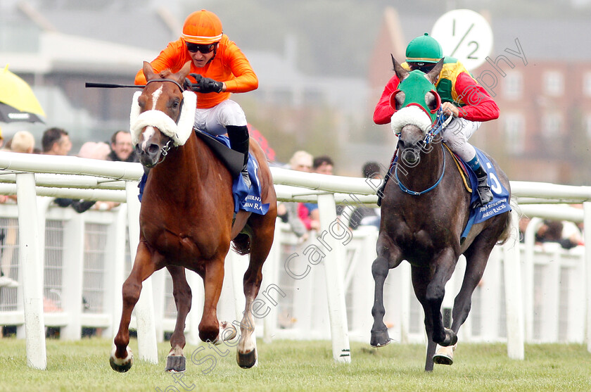 Tahirwah-0001 
 TAHIRWAH (right, Olivier Peslier) beats ZOE DI GALLURA (left) in The DIAR International Stakes
Newbury 29 Jul 2018 - Pic Steven Cargill / Racingfotos.com