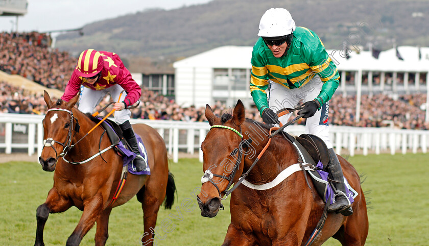 Champ-0006 
 CHAMP (right, Barry Geraghty) beats MINELLA INDO (left) in The RSA Insurance Novices Chase
Cheltenham 11 Mar 2020 - Pic Steven Cargill / Racingfotos.com