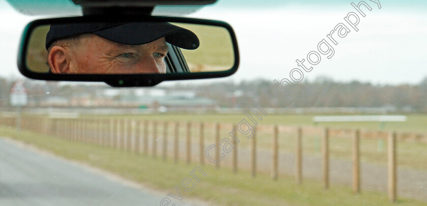 John-Gosden-0003 
 JOHN GOSDEN driving back from the gallops at Newmarket 23 Mar 2018 - Pic Steven Cargill / Racingfotos.com