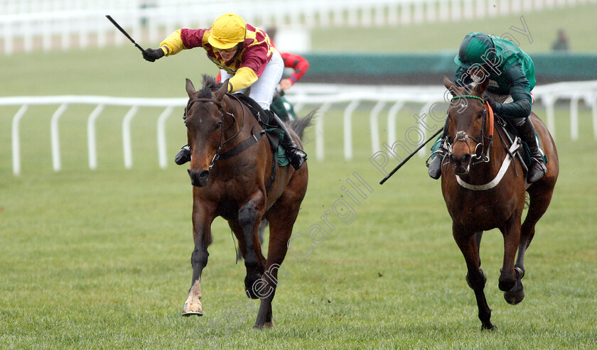 Siruh-Du-Lac-0005 
 SIRUH DU LAC (left, Lizzie Kelly) beats JANIKA (right) in The Spectra Cyber Security Solutions Trophy Handicap Chase
Cheltenham 26 Jan 2019 - Pic Steven Cargill / Racingfotos.com