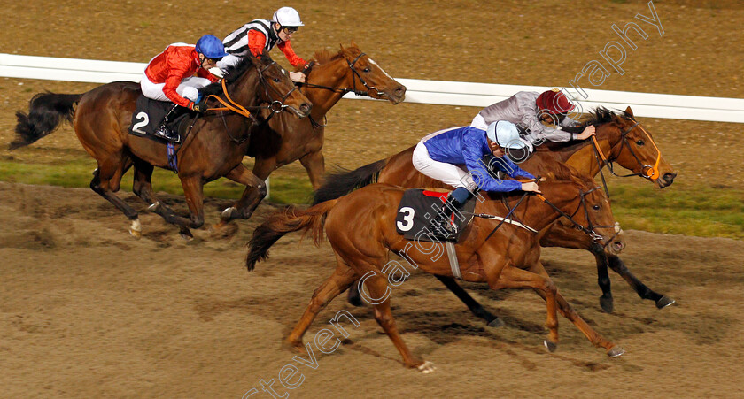 Dawning-0003 
 DAWNING (3, Rob Hornby) beats AL DAWODIYA (farside) in The Bet At totesport.com Fillies Novice Stakes Div2
Chelmsford 25 Nov 2019 - Pic Steven Cargill / Racingfotos.com