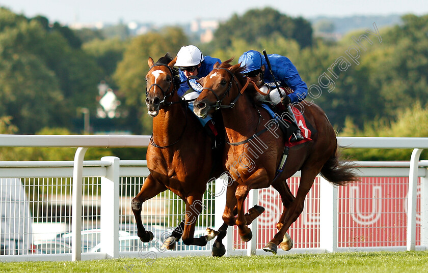 Native-Tribe-0001 
 NATIVE TRIBE (left, William Buick) beats DUBAI MIRAGE (right) in The Slug And Lettuce 2-4-1 Tanqueray Thursdays EBF Maiden Stakes
Sandown 8 Aug 2019 - Pic Steven Cargill / Racingfotos.com