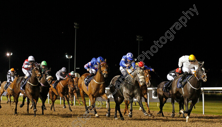 Katheefa-0001 
 KATHEEFA (2nd right, James Sullivan) beats STORM OVER (right) and DOUBLE UP (centre) in The Betway Handicap
Wolverhampton 19 Dec 2019 - Pic Steven Cargill / Racingfotos.com