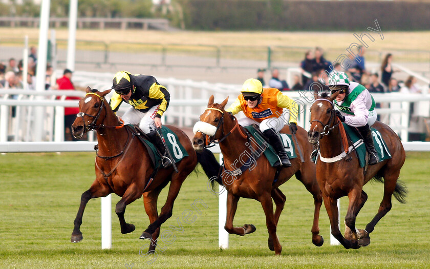 Mystic-Dreamer-0001 
 MYSTIC DREAMER (Leighton Aspell) beats FLORESSA (right) and YEAVERING BELLE (centre) in The Spreadex Sports Betting Mares Standard Open National Hunt Flat Race
Cheltenham 18 Apr 2019 - Pic Steven Cargill / Racingfotos.com