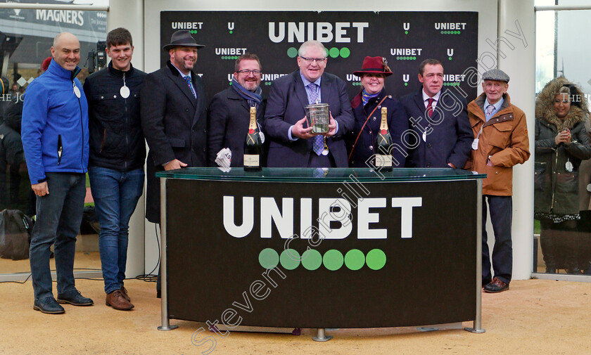 Harambe-0007 
 Presentation to Niall Farrell & Friends for The Unibet Greatwood Hurdle won by HARAMBE
Cheltenham 18 Nov 2019 - Pic Steven Cargill / Racingfotos.com