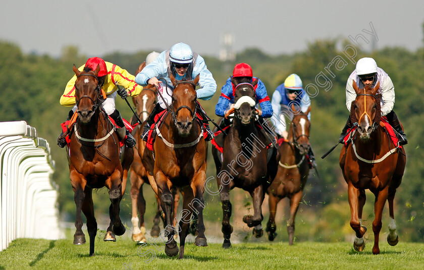 Here s-Two-0002 
 HERE'S TWO (2nd left, Kieran O'Neill) beats HELFIRE (left) and MISS OSIER (right) in The Happy 10th Birthday Amethyst Lettings Fillies Handicap Sandown 1 Sep 2017 - Pic Steven Cargill / Racingfotos.com