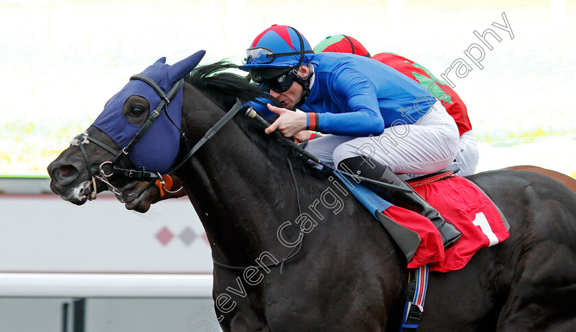 Fennaan-0006 
 FENNAAN (Robert Havlin) wins The Bet At racinguk.com Novice Median Auction Stakes Div1 Kempton 11 Apr 2018 - Pic Steven Cargill / Racingfotos.com