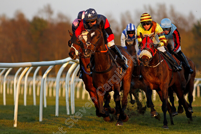 Made-For-You-0001 
 MADE FOR YOU (right, Fergus Gregory) beats THEOCRAT (left) in The Mansionbet Live Casino Cashback Conditional Jockeys Handicap Hurdle
Market Rasen 19 Apr 2021 - Pic Steven Cargill / Racingfotos.com