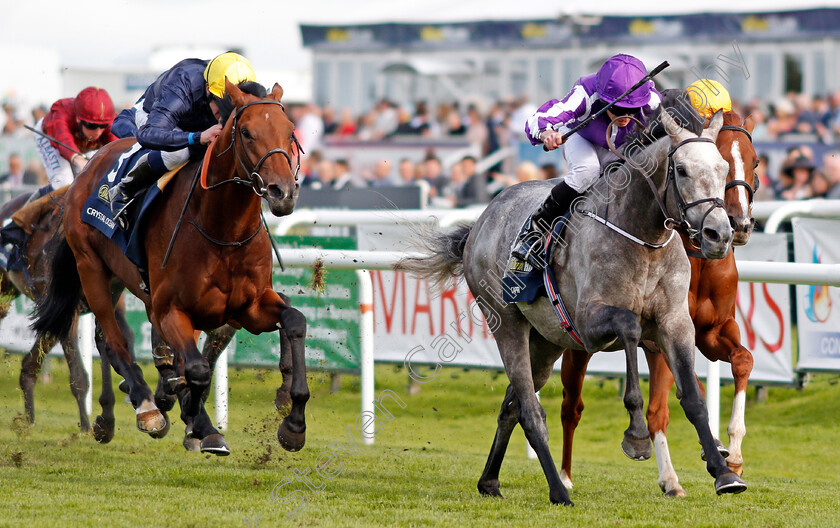 Capri-0008 
 CAPRI (Ryan Moore) beats CRYSTAL OCEAN (left) in The William Hill St Leger Doncaster 16 Sep 2017 - Pic Steven Cargill / Racingfotos.com