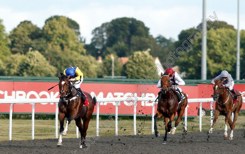 Dubai-Warrior-0003 
 DUBAI WARRIOR (Robert Havlin) wins The Matchbook Betting Exchange Novice Stakes
Kempton 7 Aug 2019 - Pic Steven Cargill / Racingfotos.com