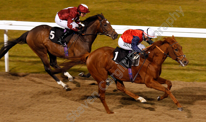 Zalshah-0006 
 ZALSHAH (Tom Marquand) beats DANCE EMPEROR (left) in The Bet toteJackpot At betfred.com Nursery Chelmsford 1 Dec 2017 - Pic Steven Cargill / Racingfotos.com