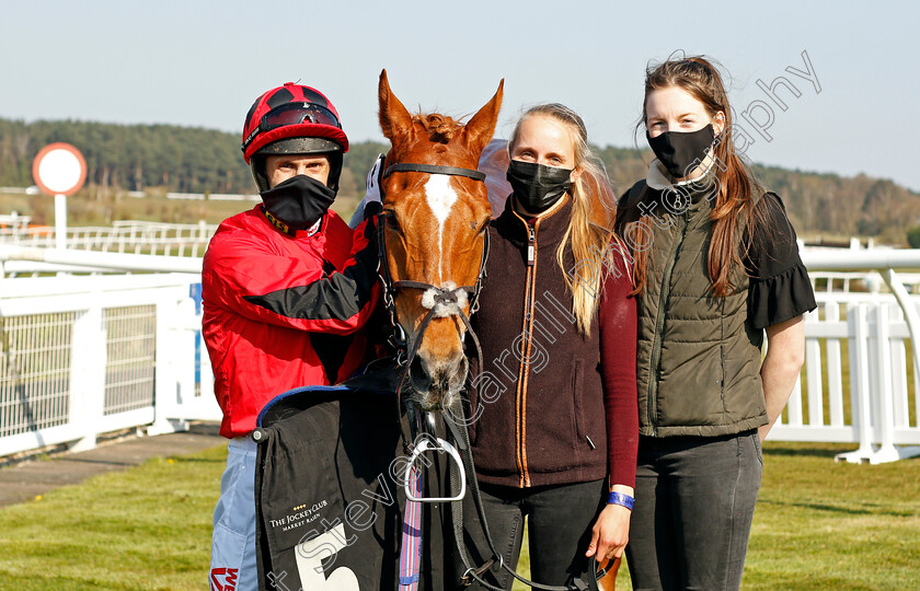 Sufi-0005 
 SUFI (Kevin Jones) after The Mansionbet Watch And Bet Novices Hurdle
Market Rasen 19 Apr 2021 - Pic Steven Cargill / Racingfotos.com