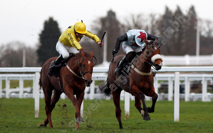 Buildmeupbuttercup-0002 
 BUILDMEUPBUTTERCUP (left, Brian Hughes) beats ROSY WORLD (right) in The Millgate Mares Standard Open National Hunt Flat Race Ascot 17 Feb 2018 - Pic Steven Cargill / Racingfotos.com