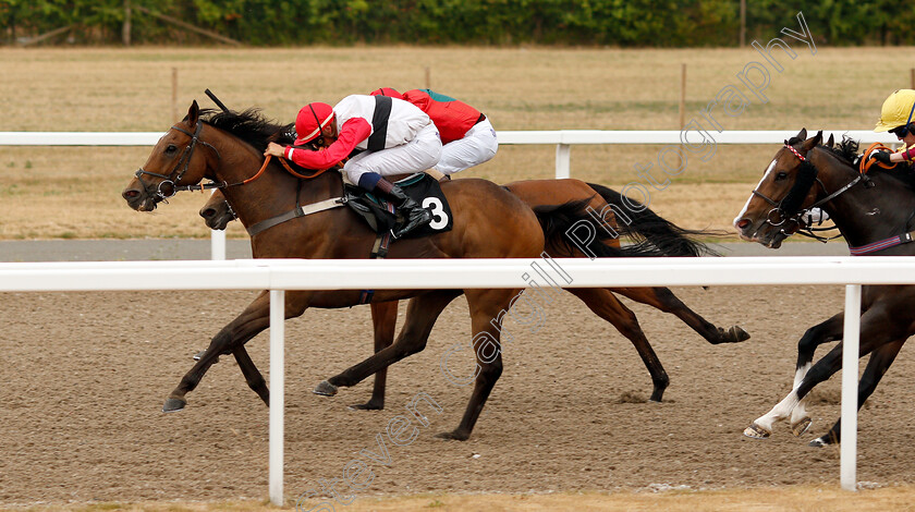 Mezmaar-0003 
 MEZMAAR (Gary Mahon) wins The Hills Prospect Champagne Supanova Apprentice Handicap
Chelmsford 24 Jul 2018 - Pic Steven Cargill / Racingfotos.com