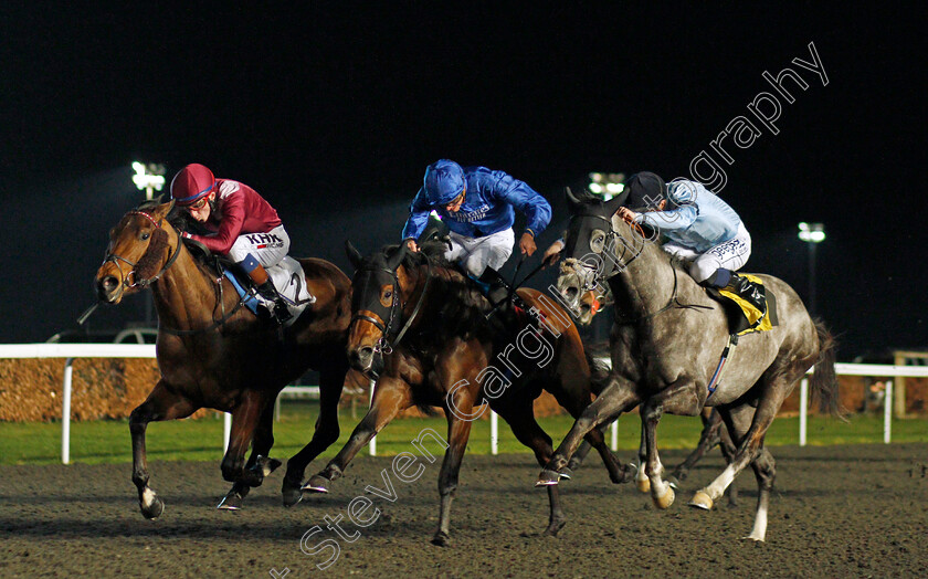 Blue-Trail-0002 
 BLUE TRAIL (centre, James Doyle) beats HARROW (right) and FIND (left) in The Road To The Kentucky Derby Conditions Stakes
Kempton 2 Mar 2022 - Pic Steven Cargill / Racingfotos.com