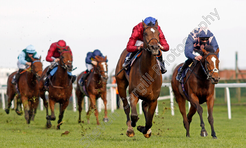 Random-Harvest-0005 
 RANDOM HARVEST (William Buick) beats DANCING TO WIN (right) in The British Stallion Studs EBF Fillies Novice Stakes
Yarmouth 20 Oct 2020 - Pic Steven Cargill / Racingfotos.com