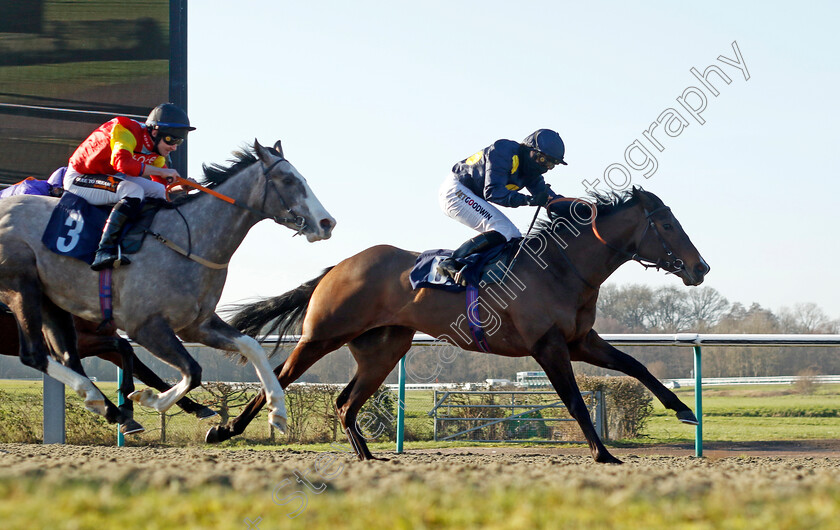 Harry-Brown-0004 
 HARRY BROWN (Hayley Turner) beats ROCKING ENDS (left) in The Talksport Powered By Fans Handicap
Lingfield 21 Jan 2023 - Pic Steven Cargill / Racingfotos.com