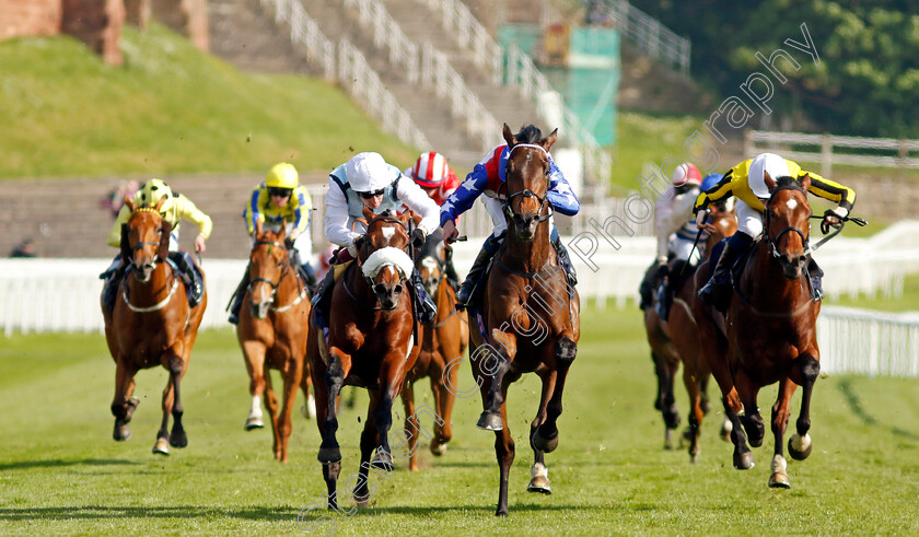 Fouroneohfever-0005 
 FOURONEOHFEVER (centre, William Buick) beats USER AMISTOSO (right) and CONTACTO (left) in The Camden Town Brewery Handicap
Chester 9 May 2024 - Pic Steven Cargill / Racingfotos.com