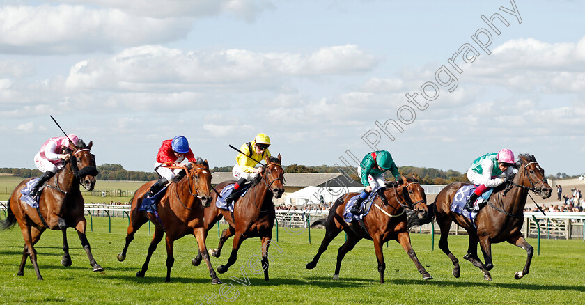 Coppice-0004 
 COPPICE (right, Frankie Dettori) beats TARAWA (2nd right) AMEYNAH (centre) POTAPOVA (2nd left) and QUEEN FOR YOU (left) in The Al Basti Equiworld Dubai British EBF Rosemary Stakes
Newmarket 29 Sep 2023 - Pic Steven Cargill / Racingfotos.com