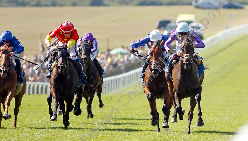 Alcohol-Free-0003 
 ALCOHOL FREE (Rob Hornby) beats NAVAL CROWN (2nd right) and ARTORIUS (2nd left) in The Darley July Cup
Newmarket 9 Jul 2022 - Pic Steven Cargill / Racingfotos.com