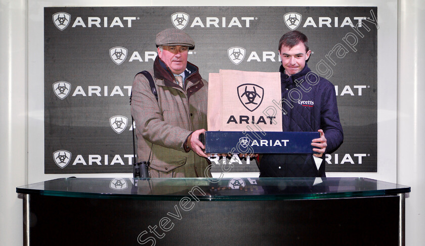 Charlie-Deutsch-0001 
 Presentation by Paul Nicholls to Charlie Deutsch for the Ariat Leading Jockey Award at the November Meeting
Cheltenham 17 Nov 2019 - Pic Steven Cargill / Racingfotos.com