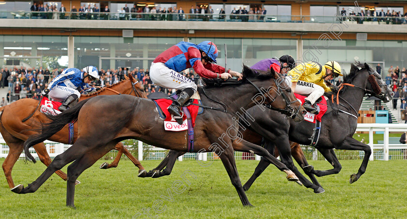 Caravan-Of-Hope-0004 
 CARAVAN OF HOPE (centre, Ryan Moore) beats TWO BIDS (right) in The Veolia Novice Stakes
Ascot 4 Oct 2019 - Pic Steven Cargill / Racingfotos.com