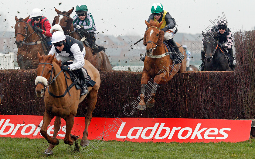 Captain-Chaos-and-Canelo-0001 
 CAPTAIN CHAOS (left, Harry Skelton) with CANELO (right, Tom Cannon)
Newbury 28 Nov 2020 - Pic Steven Cargill / Racingfotos.com