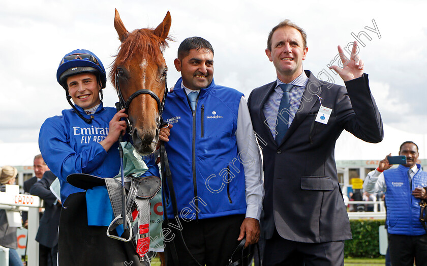 Hurricane-Lane-0020 
 HURRICANE LANE (William Buick) with Charlie Appleby after The Cazoo St Leger
Doncaster 11 Sep 2021 - Pic Steven Cargill / Racingfotos.com