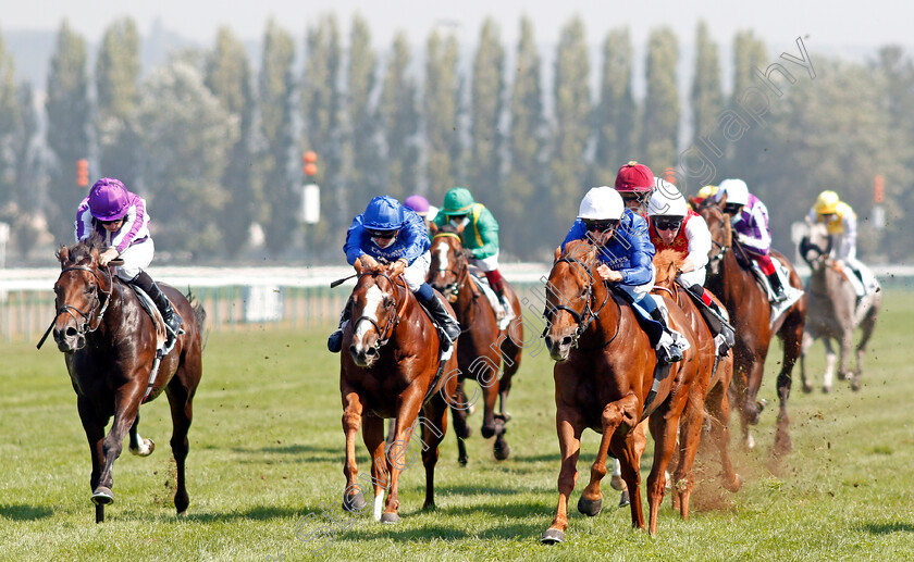 Space-Blues-0006 
 SPACE BLUES (right, William Buick) beats EARTHLIGHT (centre) and LOPE Y FERNANDEZ (left) in The Prix Maurice De Gheest
Deauville 9 Aug 2020 - Pic Steven Cargill / Racingfotos.com