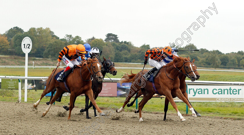 Sophosc-0002 
 SOPHOSC (right, Charles Bishop) beats ITIZZIT (left) in The Witheford Equine Barrier Trials At Lingfield Park Nursery
Lingfield 4 Oct 2018 - Pic Steven Cargill / Racingfotos.com