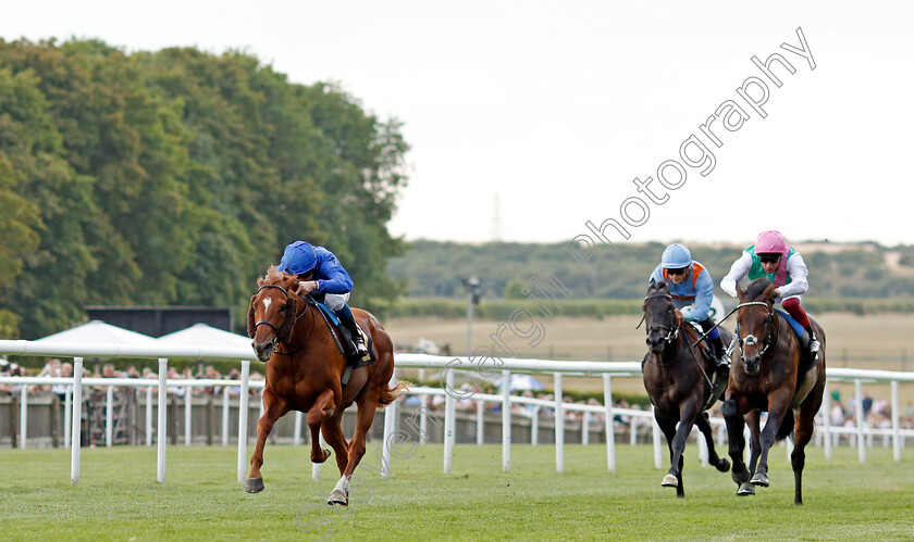 One-Nation-0003 
 ONE NATION (William Buick) beats ONE WORLD (right) in The Join Racing TV Now Nursery
Newmarket 22 Jul 2022 - Pic Steven Cargill / Racingfotos.com