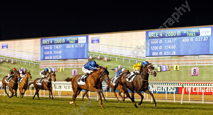 Light-The-Lights-0002 
 LIGHT THE LIGHTS (Christophe Soumillon) beats BLAIR HOUSE (centre) in The Mubadala Global Trophy Handicap Meydan 18 Jan 2018 - Pic Steven Cargill / Racingfotos.com