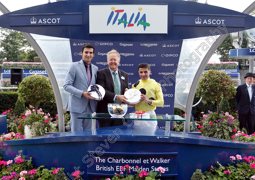 Prince-Eiji-0014 
 Presentation to Mario Gussago and Andrea Atzeni for The Charbonnel Et Walker British EBF Maiden Stakes won by PRINCE EIJI
Ascot 7 Sep 2018 - Pic Steven Cargill / Racingfotos.com