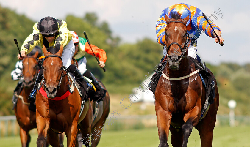 Latin-Five-0003 
 LATIN FIVE (right, Kevin Stott) beats BELLEVARDE (left) in The Moorgate Drink Drive RS Handicap
Nottingham 10 Aug 2021 - Pic Steven Cargill / Racingfotos.com