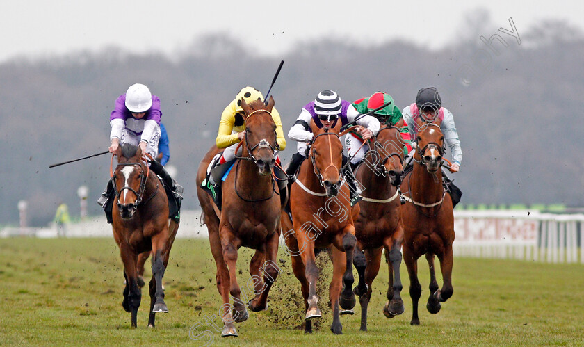 Zabeel-Prince-0001 
 ZABEEL PRINCE (2nd left, Andrea Atzeni) beats BORN TO BE ALIVE (centre) in The Unibet Doncaster Mile Doncaster 24 Mar 2018 - Pic Steven Cargill / Racingfotos.com