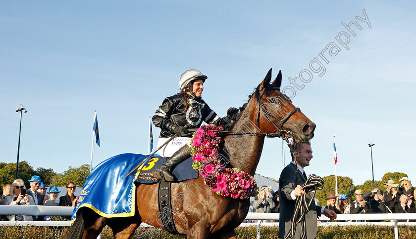 Espen-Hill-0013 
 ESPEN HILL (Madeleine Smith) winner of The Stockholm Cup International
Bro Park, Sweden 17 Sep 2023 - Pic Steven Cargill / Racingfotos.com