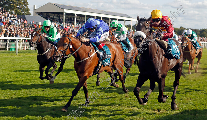 Tropical-Storm-0001 
 TROPICAL STORM (right, Oisin Murphy) beats MAGNUM FORCE (centre) in The Julia Graves Roses Stakes
York 24 Aug 2024 - Pic Steven Cargill / Racingfotos.com