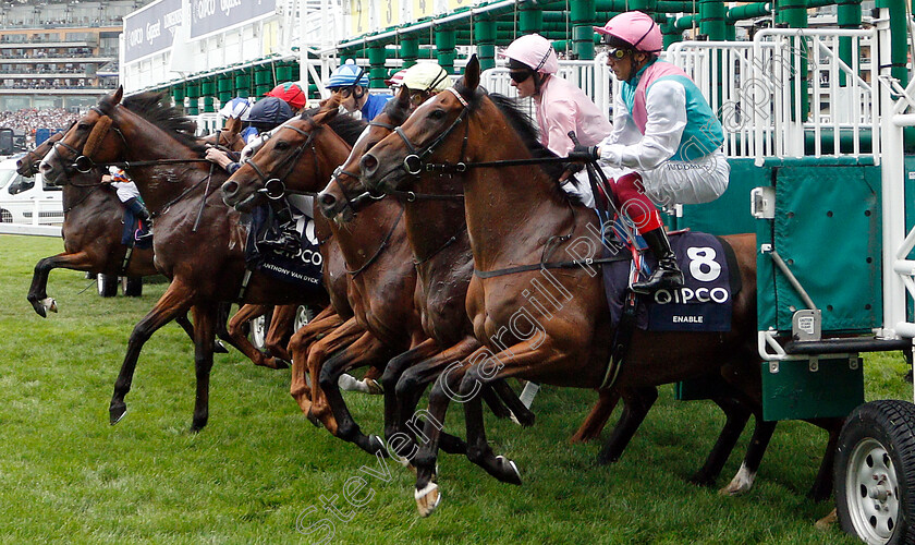 Enable-0010 
 ENABLE (Frankie Dettori) bursts from the stalls on her way to winning The King George VI and Queen Elizabeth Stakes
Ascot 27 Jul 2019 - Pic Steven Cargill / Racingfotos.com