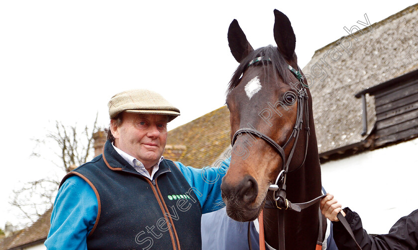 Altior-0007 
 ALTIOR with Nicky Henderson
Lambourn 18 Feb 2019 - Pic Steven Cargill / Racingfotos.com