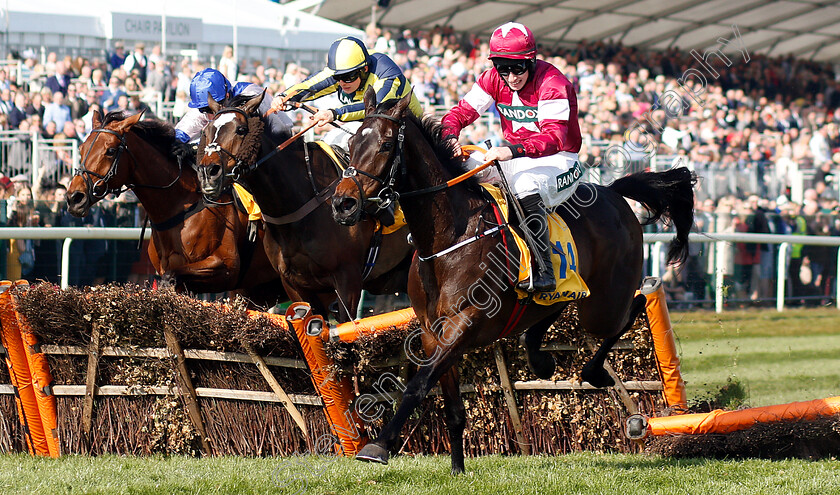 If-The-Cap-Fits-0002 
 IF THE CAP FITS (centre, Sean Bowen) beats APPLE'S JADE (right) and ROKSANA (left) in The Ryanair Stayers Hurdle
Aintree 6 Apr 2019 - Pic Steven Cargill / Racingfotos.com