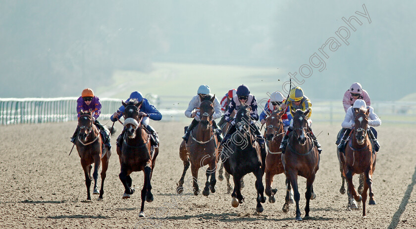 Mandalayan-0001 
 MANDALAYAN (left, Rob Hornby) beats BOBBY K (centre) and DARK CROCODILE (2nd right) in The 32Red CAsino Novice Stakes Lingfield 24 Feb 2018 - Pic Steven Cargill / Racingfotos.com