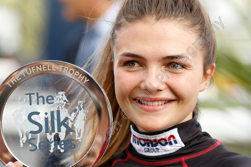 Megan-Nicholls-0006 
 MEGAN NICHOLLS after winning The Silk Series for the second consecutive year
Doncaster 13 Sep 2018 - Pic Steven Cargill / Racingfotos.com