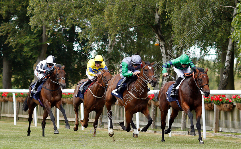 Happy-Odyssey-0003 
 HAPPY ODYSSEY (centre, Tom Marquand) beats FOX COACH (right) in The England V Belgium Specials At 188bet Novice Auction Stakes
Newmarket 28 Jun 2018 - Pic Steven Cargill / Racingfotos.com