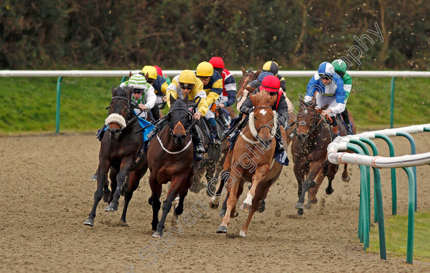 Unforgiving-Minute-0001 
 UNFORGIVING MINUTE (left, Adam Kirby) beats YEEOOW (centre) and FULLON CLARETS (right) in The Play Jackpot Games At sunbets.co.uk/vegas Claiming Stakes Lingfield 21 Nov 2017 - Pic Steven Cargill / Racingfotos.com