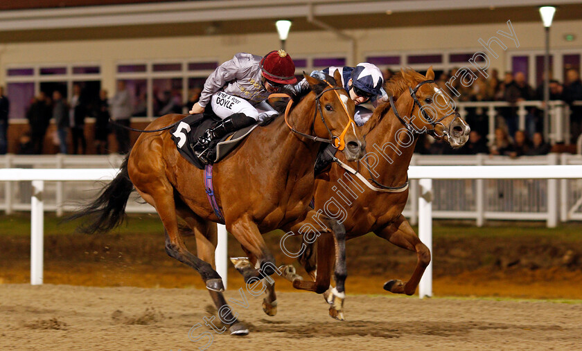 Mushtaq-0005 
 MUSHTAQ (left, Tom Marquand) beats CHOICE ENCOUNTER (right) in The Bet toteJackpot At betfred.com EBF Novice Stakes Chelmsford 7 Dec 2017 - Pic Steven Cargill / Racingfotos.com