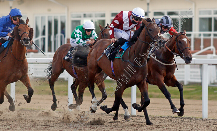 Glowing-For-Gold-0005 
 GLOWING FOR GOLD (Ray Dawson) beats DREAMS UNWIND (right) in The Retraining Of Racehorses Novice Stakes
Chelmsford 22 Aug 2020 - Pic Steven Cargill / Racingfotos.com