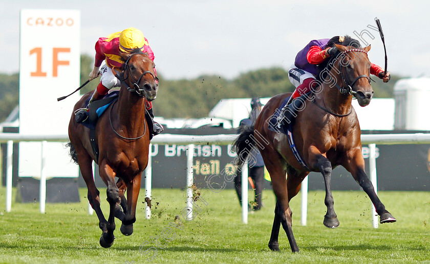 Bayside-Boy-0004 
 BAYSIDE BOY (left, David Egan) beats REACH FOR THE MOON (right) in The Champagne Stakes
Doncaster 11 Sep 2021 - Pic Steven Cargill / Racingfotos.com