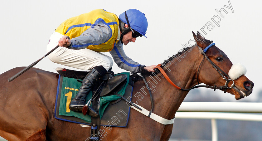 Minella-Trump-0004 
 MINELLA TRUMP (Brian Hughes) on his way to disqualification in the tote's Back Novices Hurdle 
Bangor-On-Dee 7 Feb 2020 - Pic Steven Cargill / Racingfotos.com